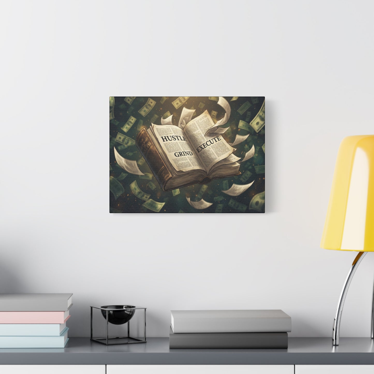 Motivational Canvas Print — "Hustle, Grind, Execute" Wall Art