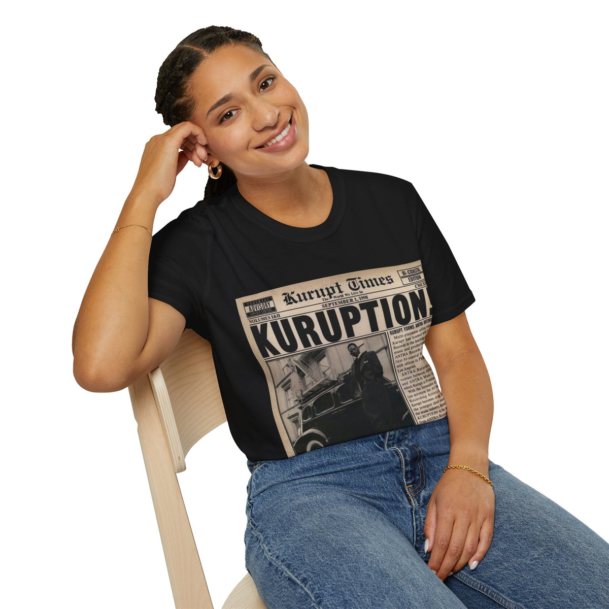 Kuruption Newspaper Graphic T-Shirt — 'Kurupt Times' Retro Rap Tee