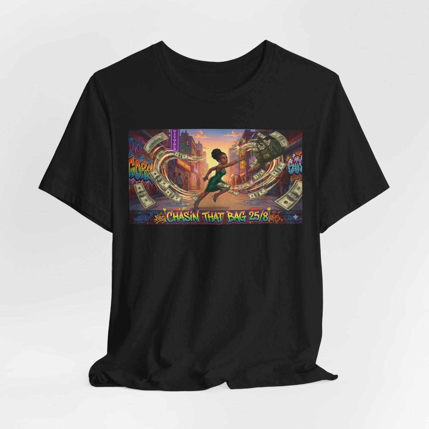 "Chasin' That Bag" Graphic Tee — Urban Retro Vibes