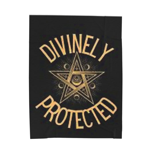 Divinely Protected Velveteen Plush Blanket – Cozy Pagan-Inspired Home Decor