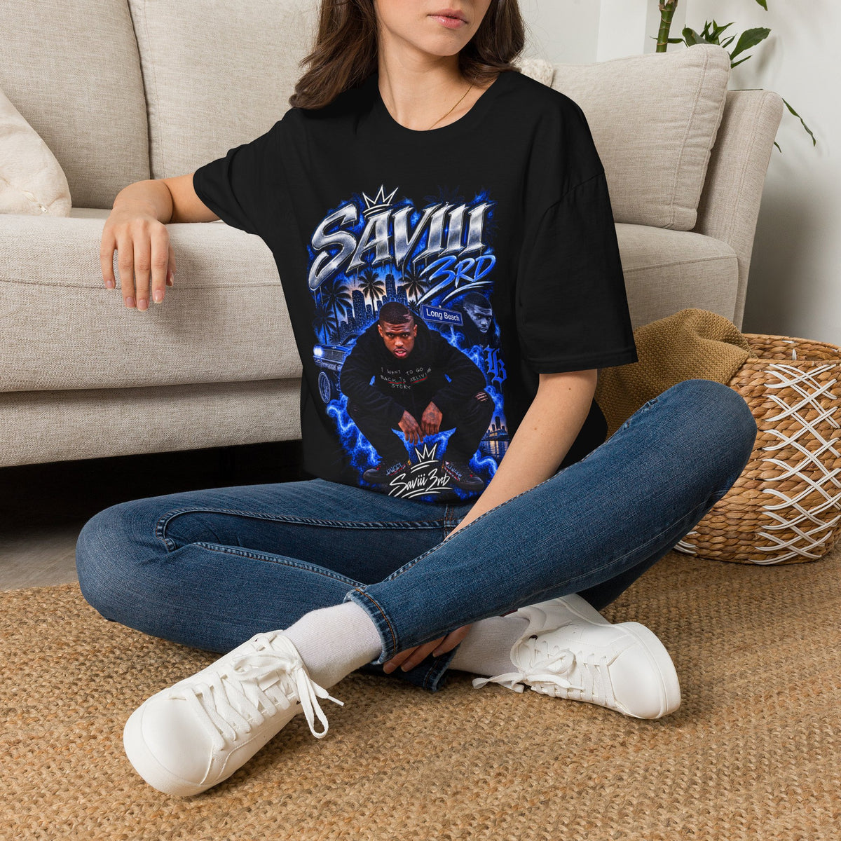 Saviii 3rd Long Beach Graphic T-Shirt — West Coast Rap Tribute