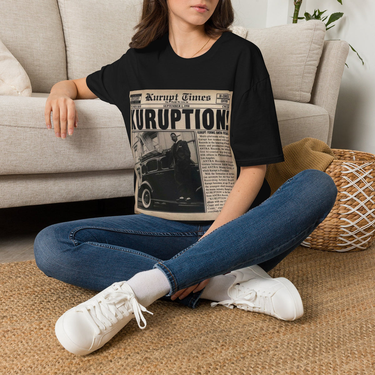 Kuruption Newspaper Graphic T-Shirt — 'Kurupt Times' Retro Rap Tee